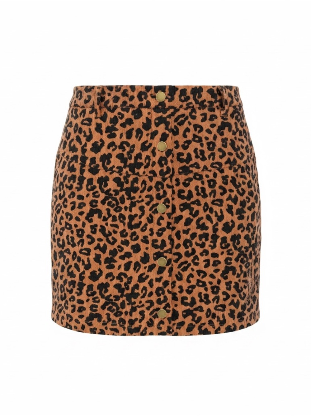 HALARA Leopard Button-Front Mini Skirt - Brown/Black